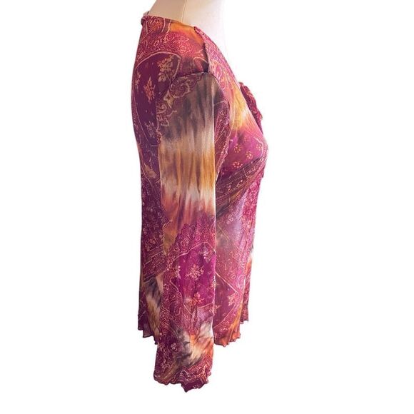 Yessica Women’s Boho Sheer Mesh Long Sleeve Festival Blouse Size Large - Picture 6 of 12